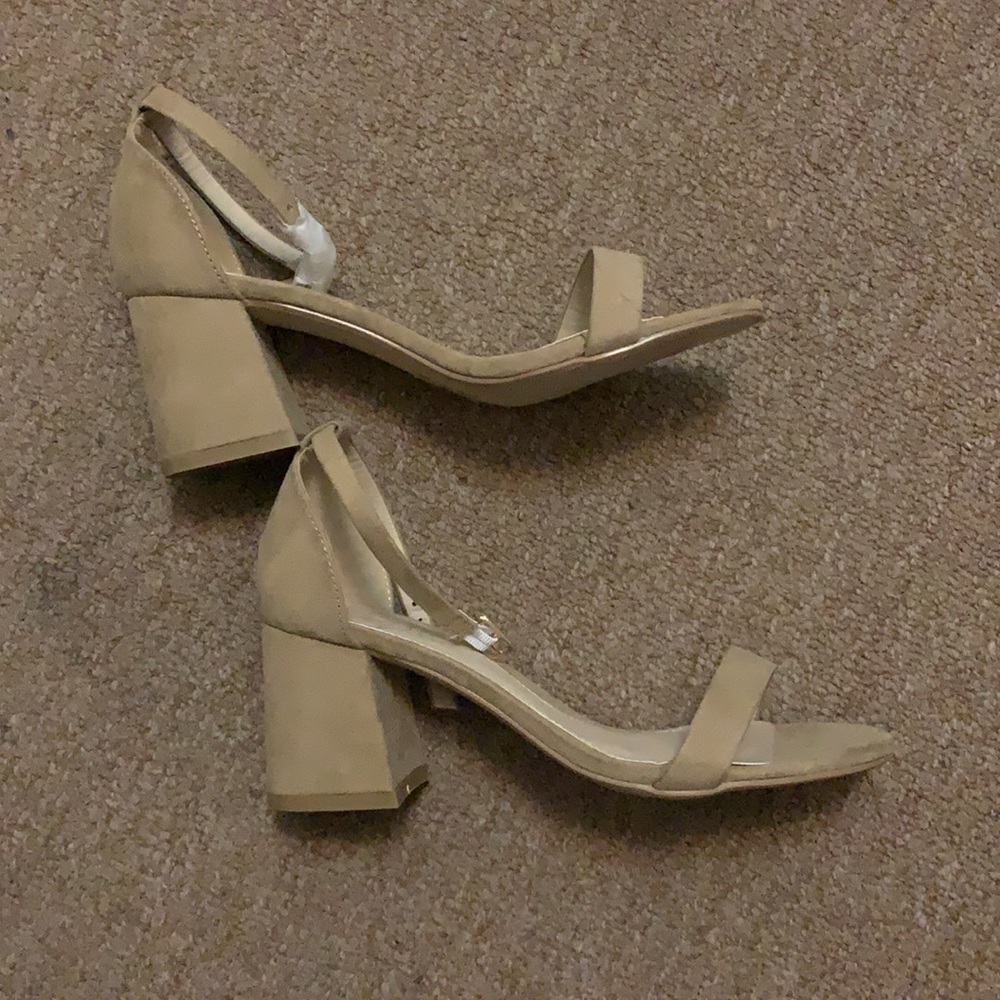 Misguided Nude Suede block heels